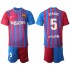 Camisola FC Barcelona Sergio Busquets 5 Criança Equipamento Primeiro 2021-2022 Manga Curta